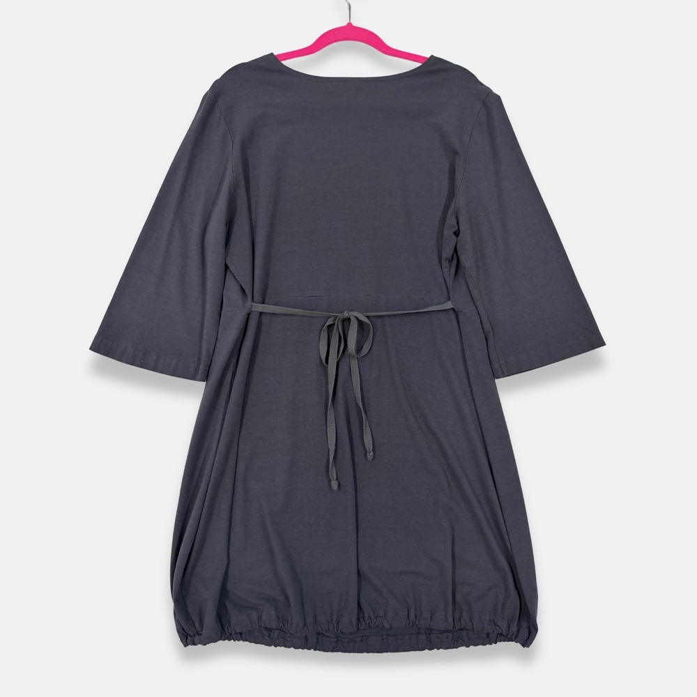 Bryn Walker Bubble Hem Dress Charcoal Gray Bamboo Medium Quiet Luxury Lagenlook - Picture 6 of 8